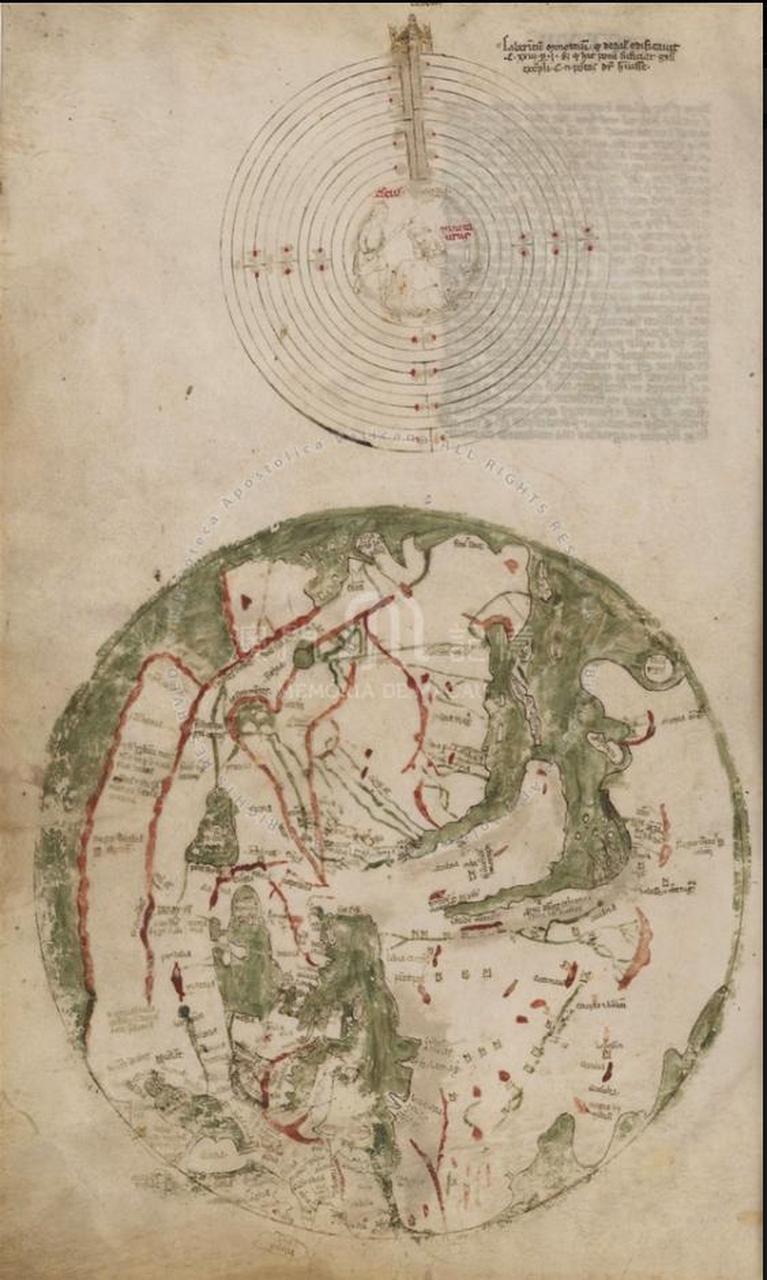 约1320年-现存的最古老的带有近代元素的圆形世界地图.