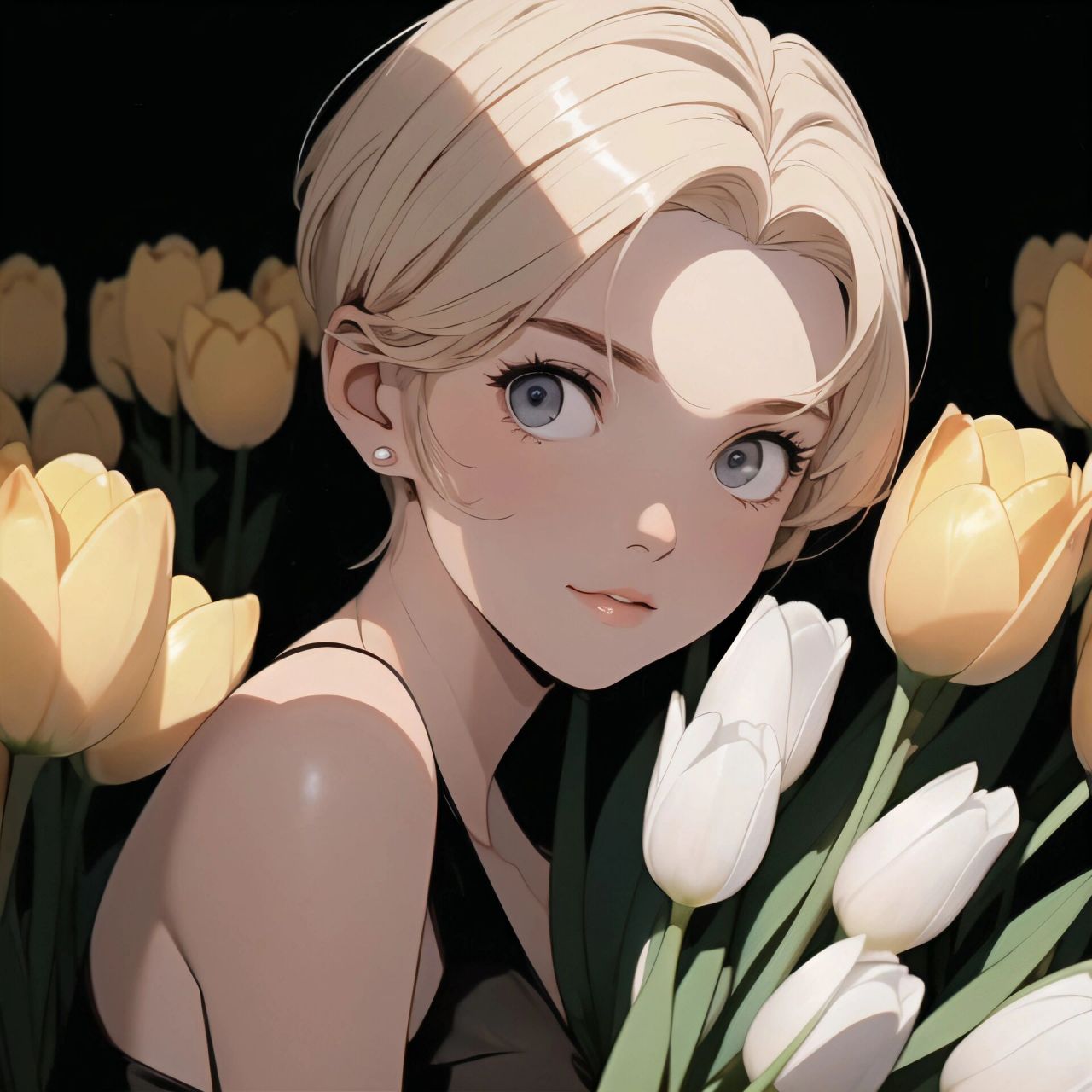 旧漫头像|金色短发气质小姐姐和93郁金香