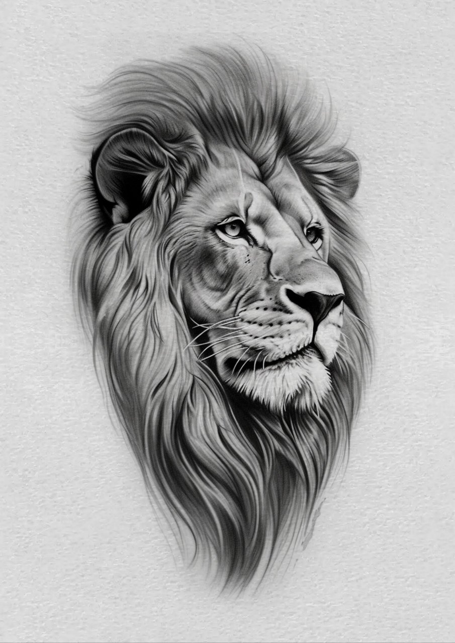 狮子纹身手稿霸气图片