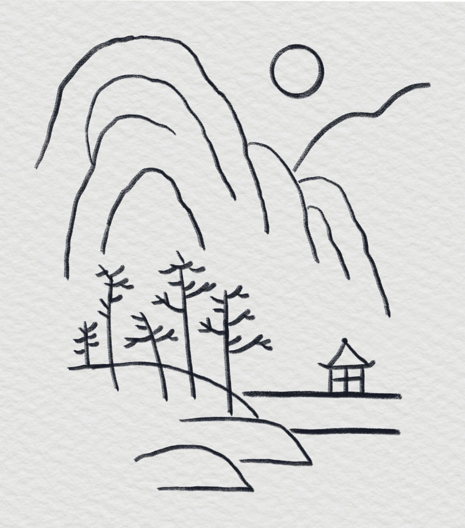 简笔画丨月色风景