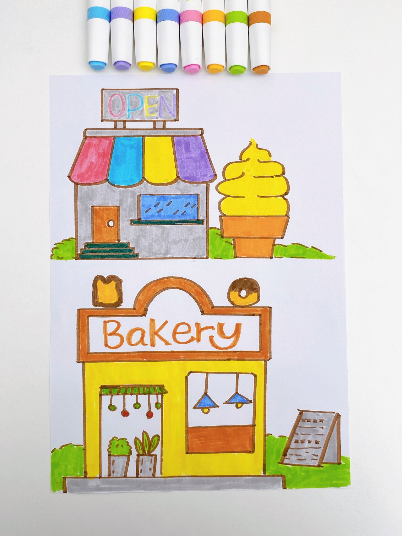 街边商店简笔画 | 儿童水彩笔