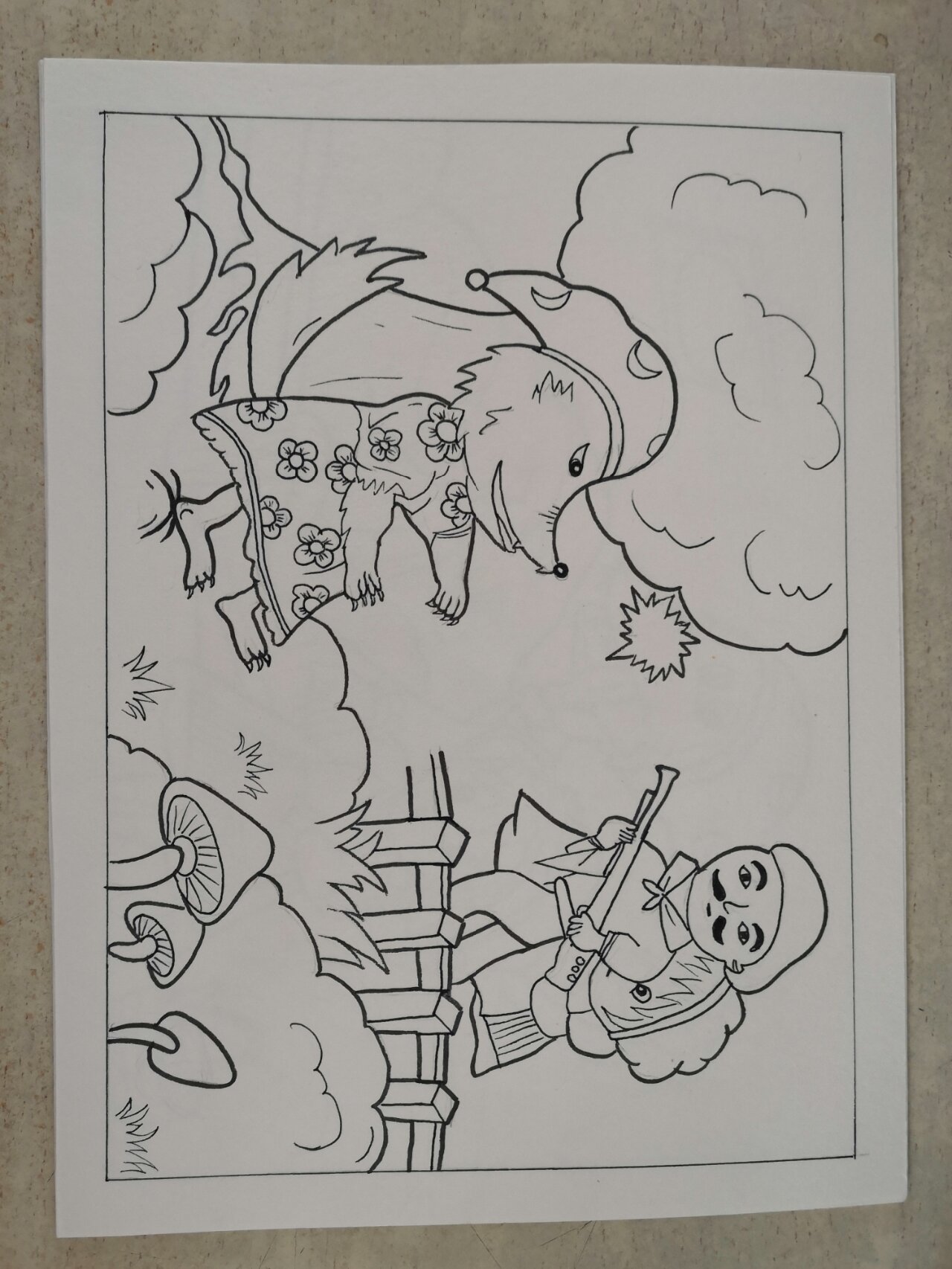 小红帽主题画 线稿原图 儿童故事画 临摹画略有改动 后期出上色图