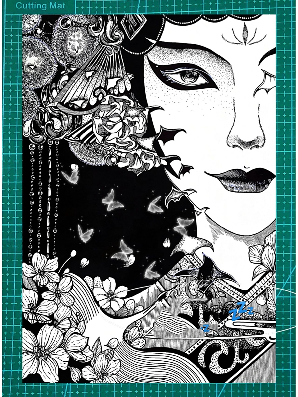 黑白线描装饰画 京剧人物绘画 临摹作品作者未知