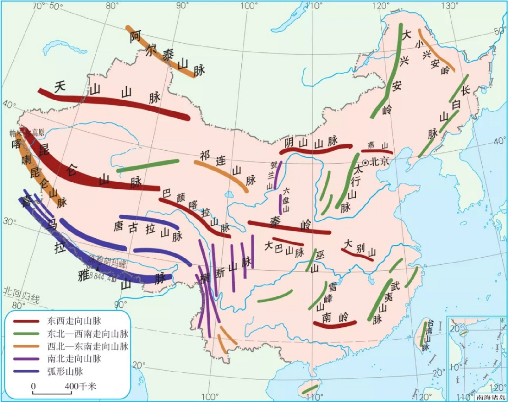 中国地形山脉图图片