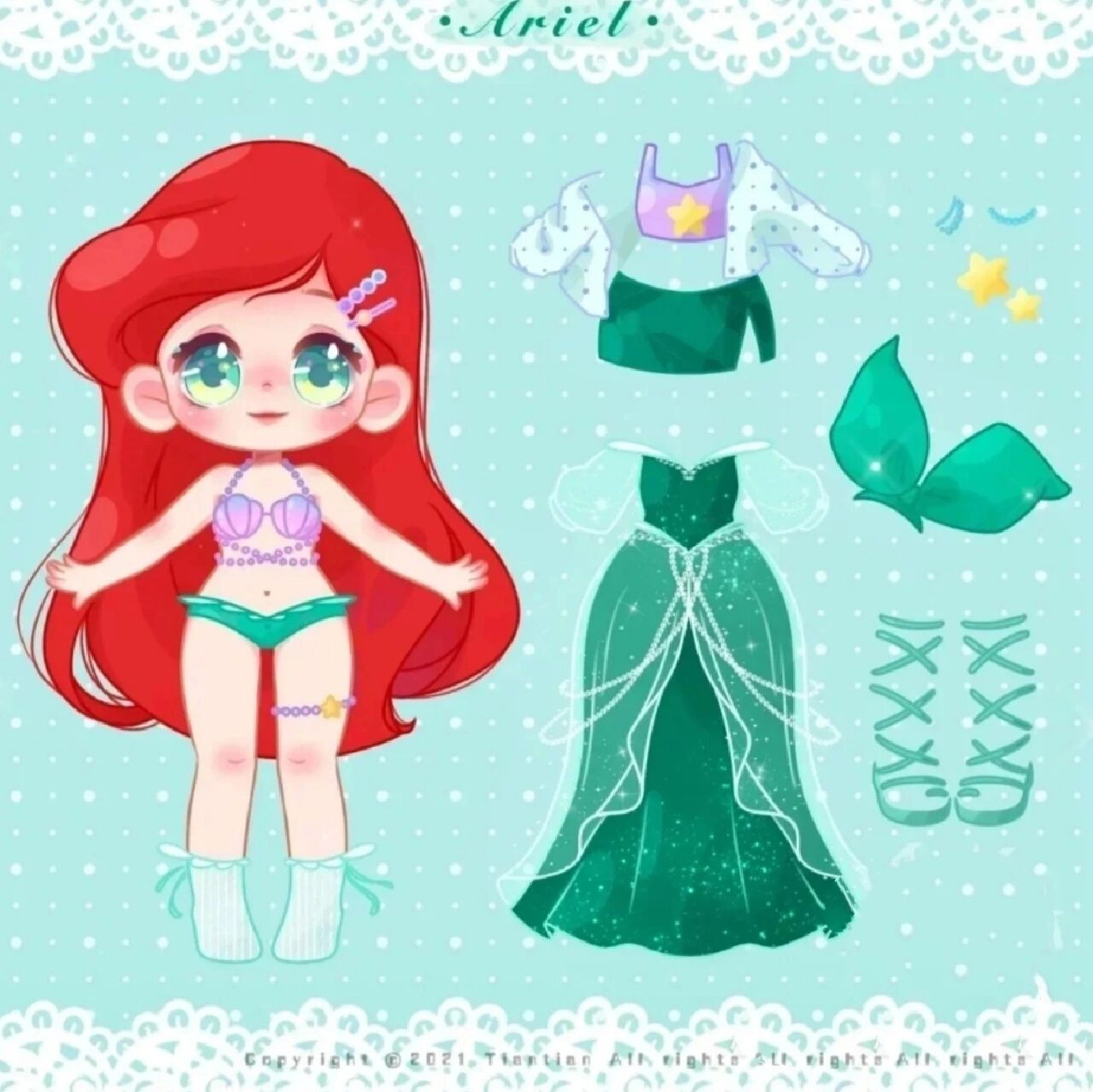 迪士尼公主换装贴纸打印素材