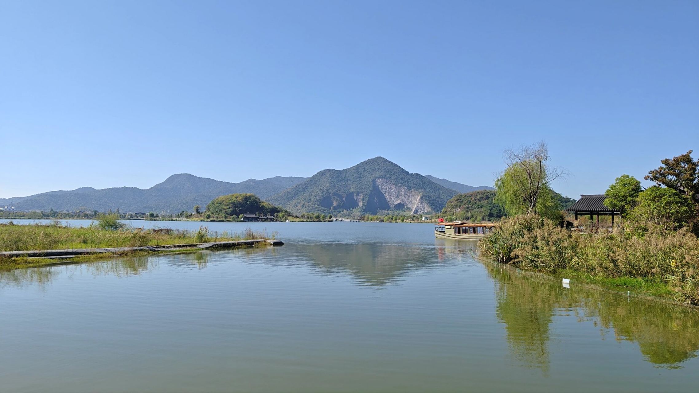 杭州市灵山铜鉴湖公园 铜鉴湖公园风景.