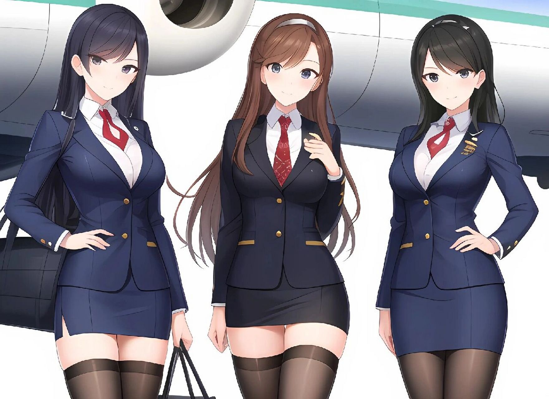 ai绘画:二次元女空乘 看到ai绘画平台新增了一个二次元增强的功能,把