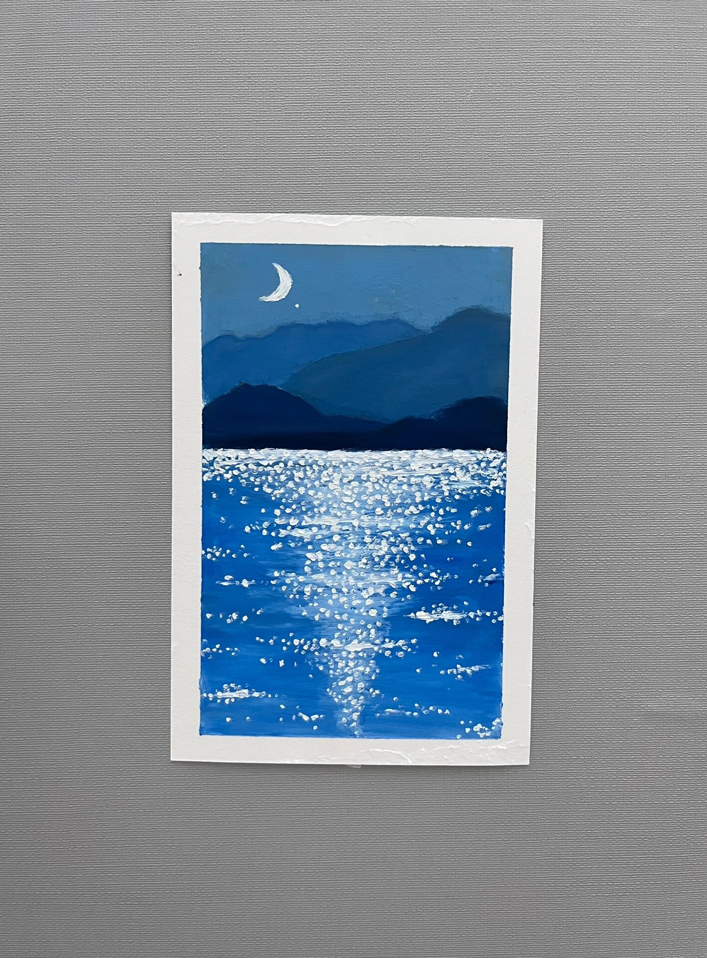 油画棒|夜晚波光粼粼的海也很好看(附步骤)   因为画的是晚上,所以