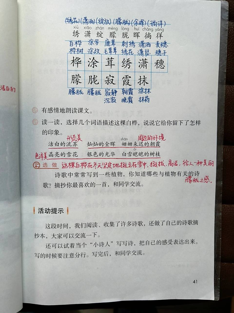 四下课堂笔记|第11课 白桦 #小学语文# #课堂笔记# #小学语文课堂笔记