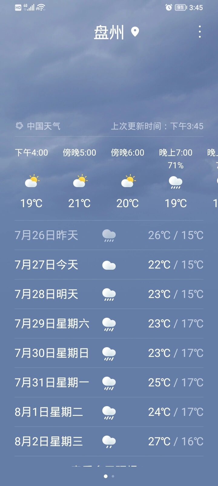未来几天的天气今日情况