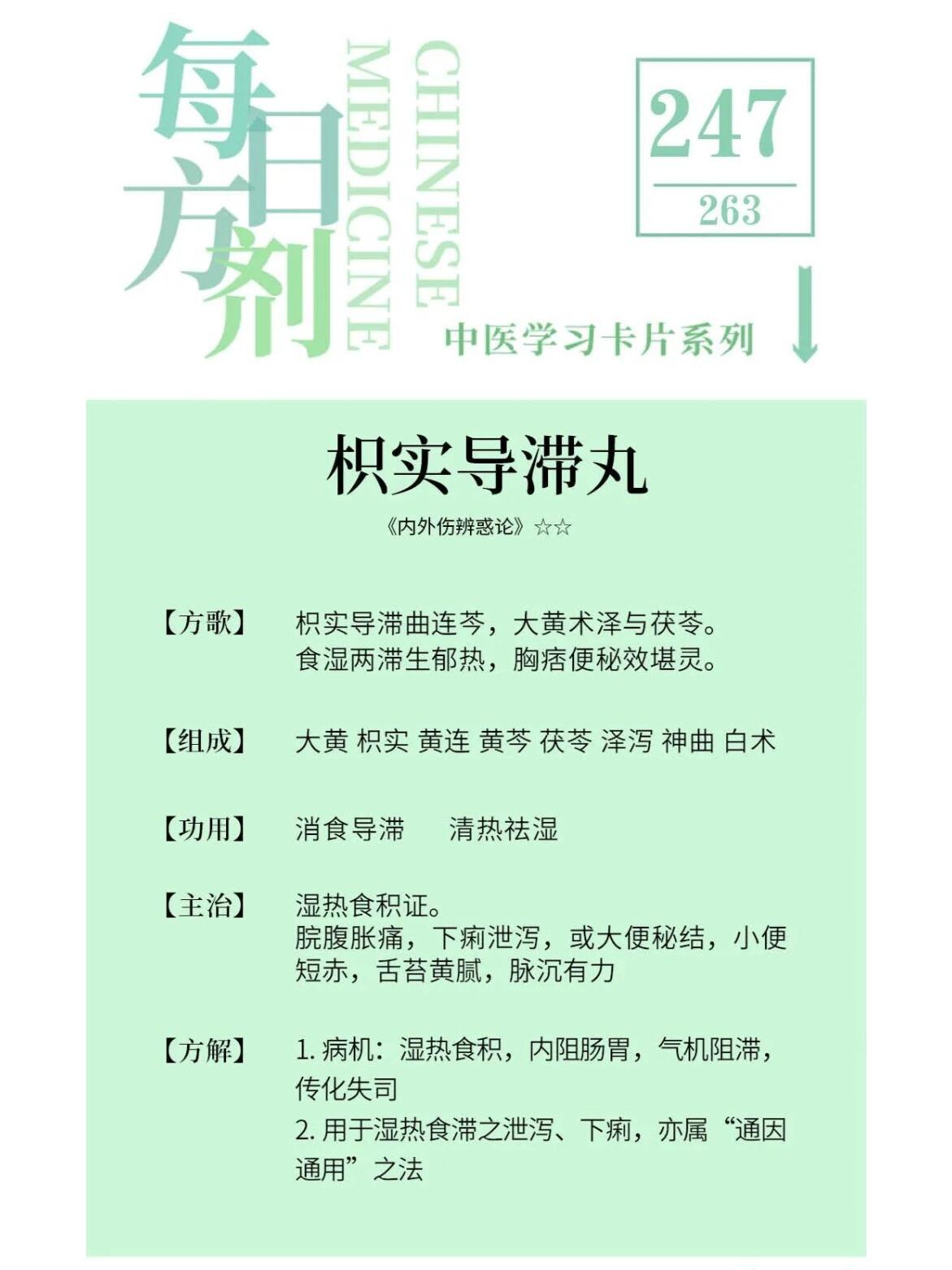 每日方剂|消导化积剂消食化滞剂-枳实导滞丸