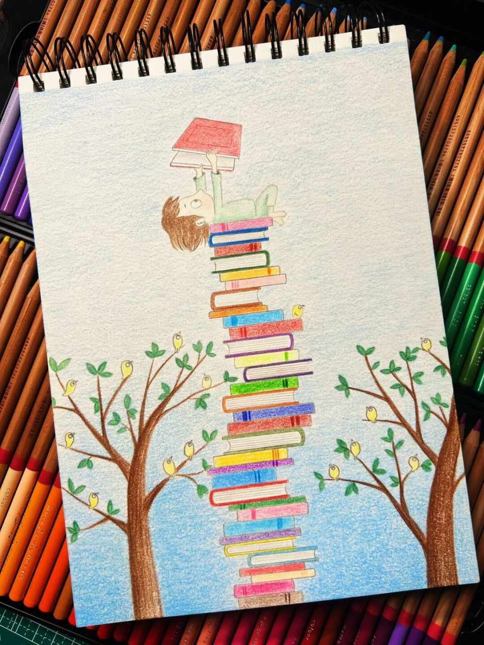 好好学习天天向上(彩铅画.