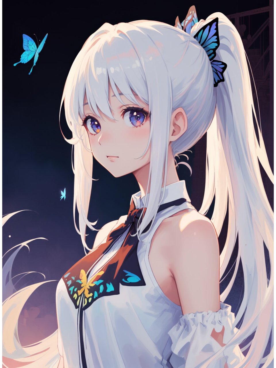 二次元白发少女 她的白发如同雪花飘落. 预祝高考的学弟学妹一切顺利.