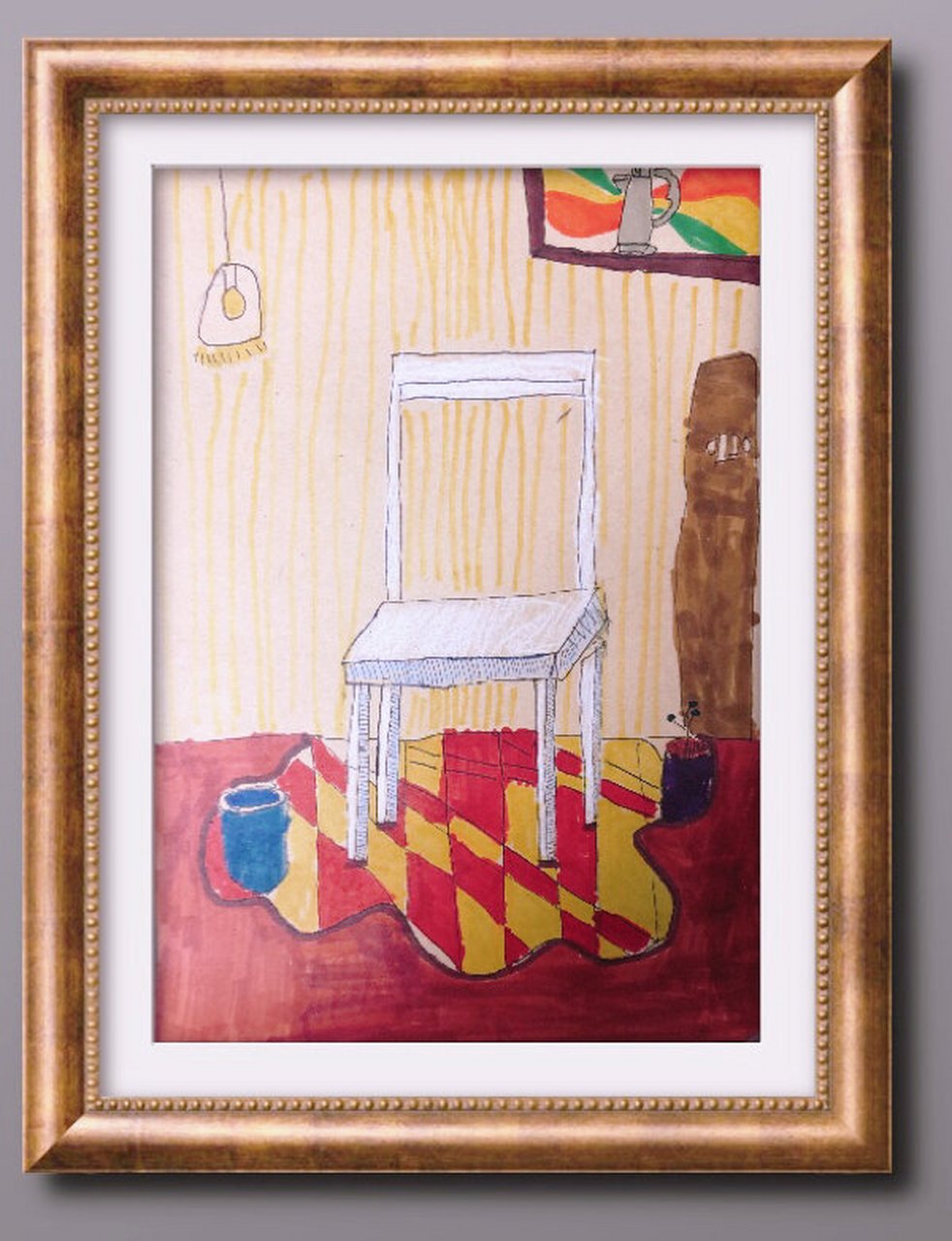 速写四级椅子写生范画77学生作品 椅子场景写生 勾线笔77彩铅