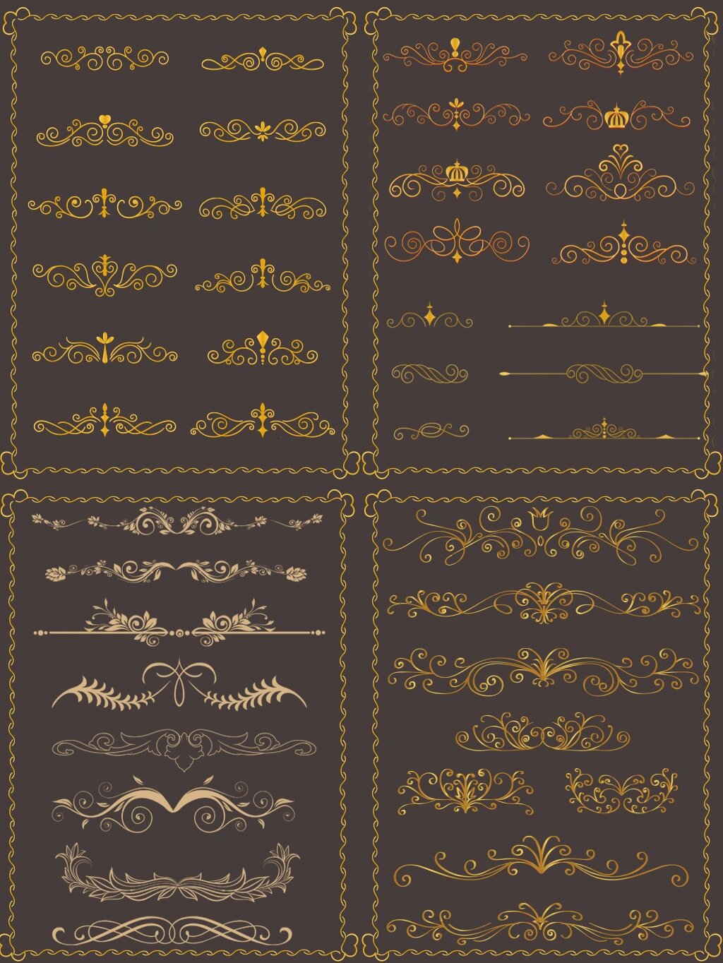 素材分享|欧式花纹花边金色渐变古典婚礼证