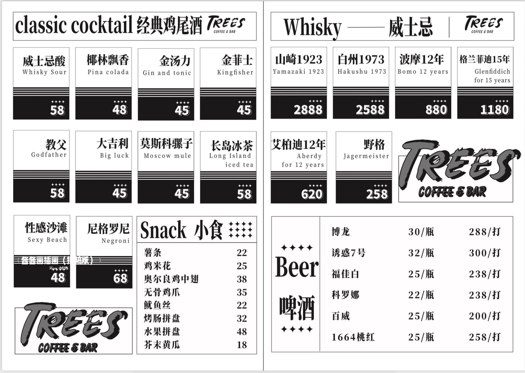 美式小酒吧的复古风菜单|手绘鸡尾酒菜单99 手绘风格鸡尾酒|插画
