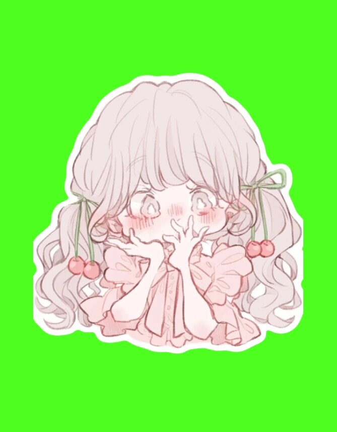 96粉色系动漫人物|绿幕抠图9009