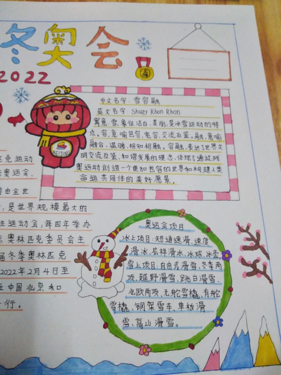 小学冬奥会手抄报竖版图片