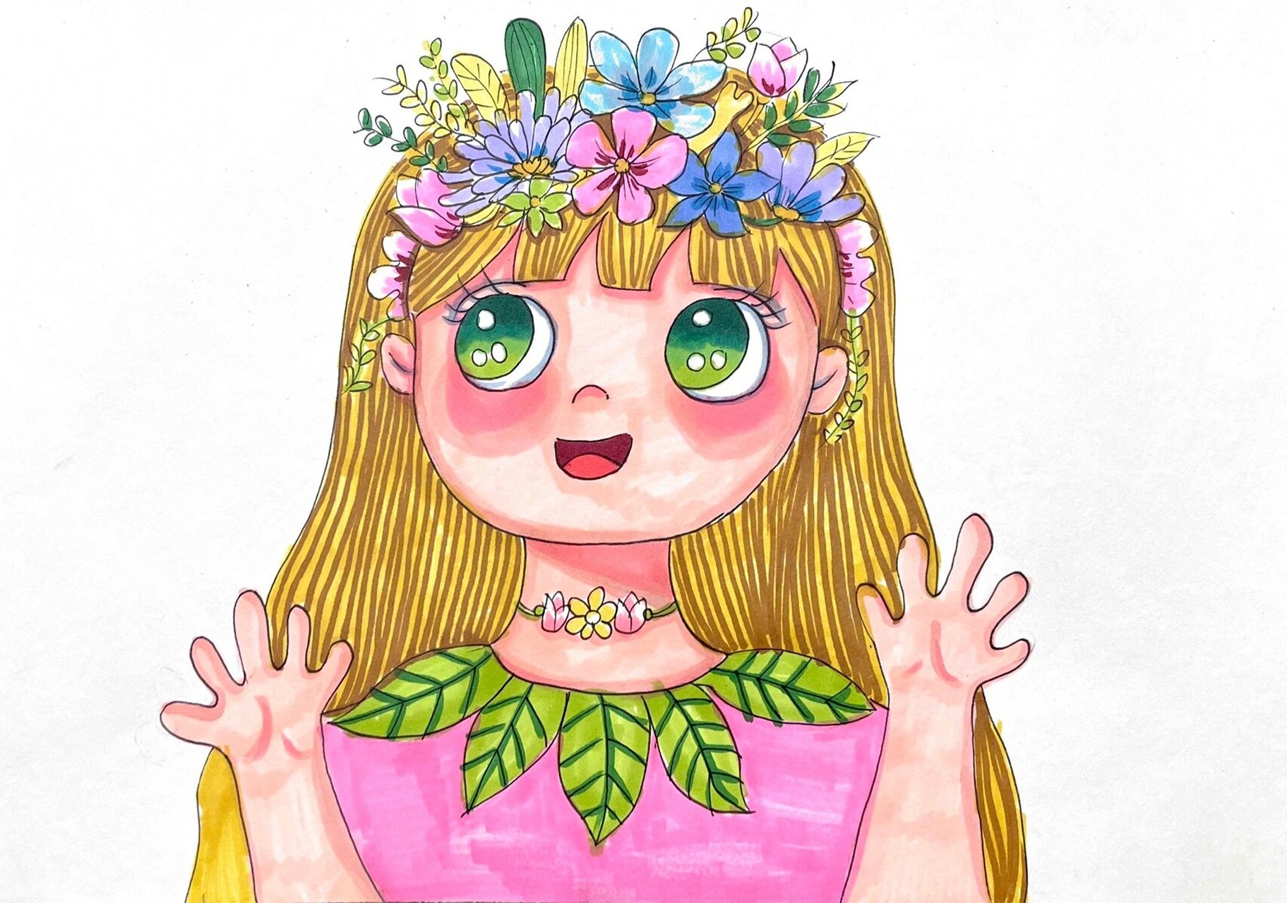 春姑娘 春天创意儿童画 7岁左右