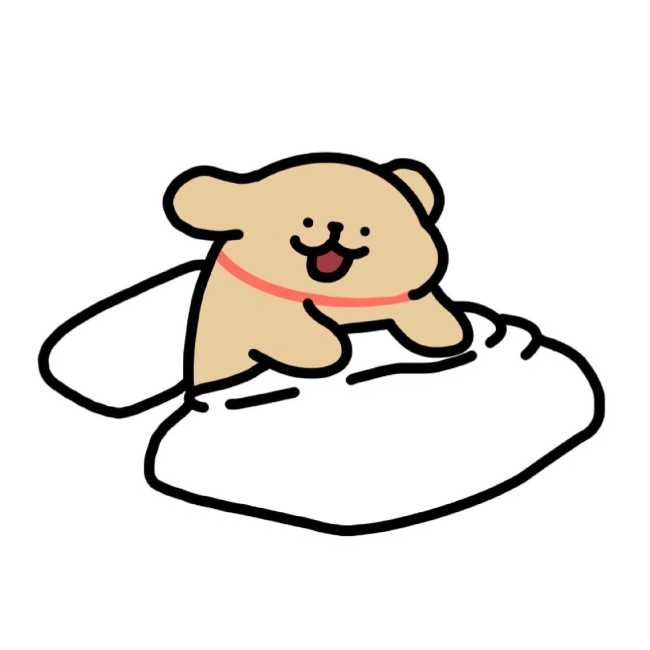 线条小狗棕色小狗 卡哇伊!