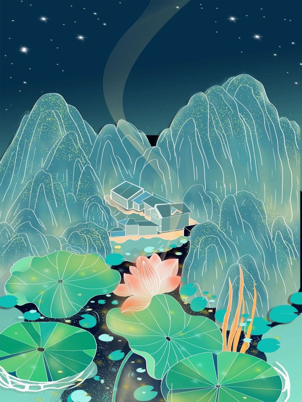 绿色国潮海报背景素材碧绿古风天青色背景 9315 hello,这次给大家