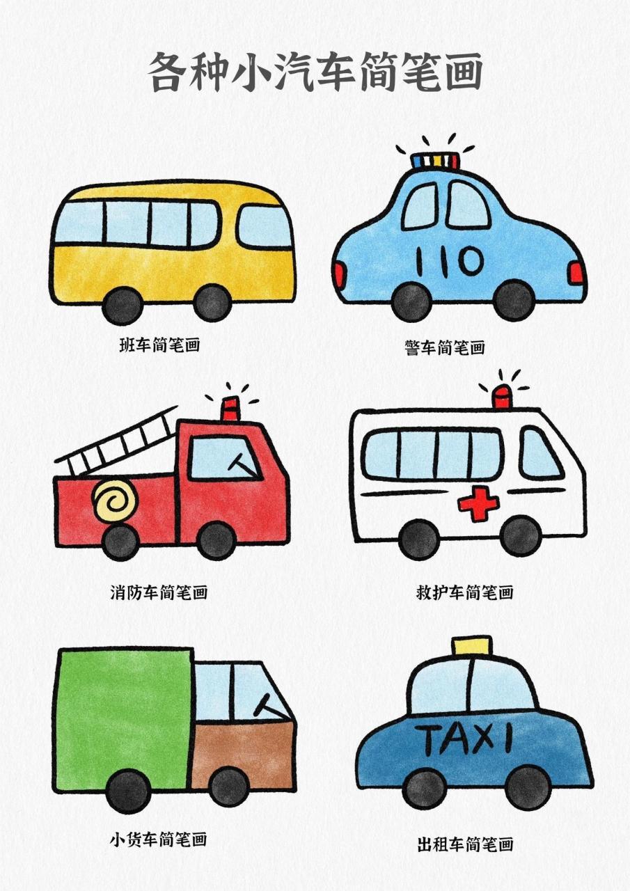 各种各样的小汽车儿童简笔画!幼儿园小朋友赶快学起来吧!