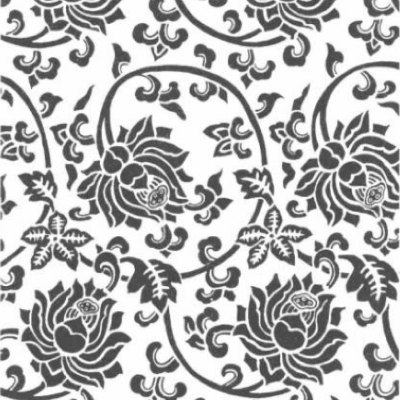 中国传统纹样「 缠枝莲花纹 」 9697「明代织锦 缠枝莲纹」