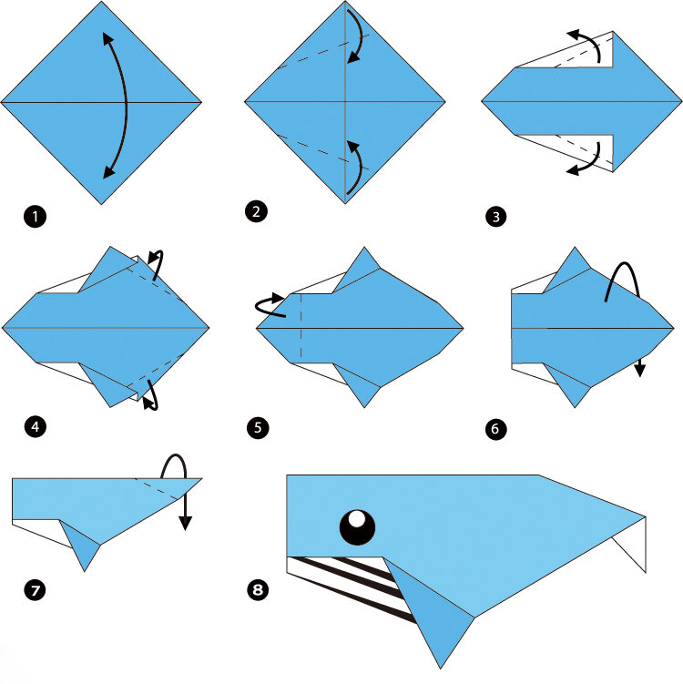 鲸鱼折纸教程来喽!朋友们快来试试!