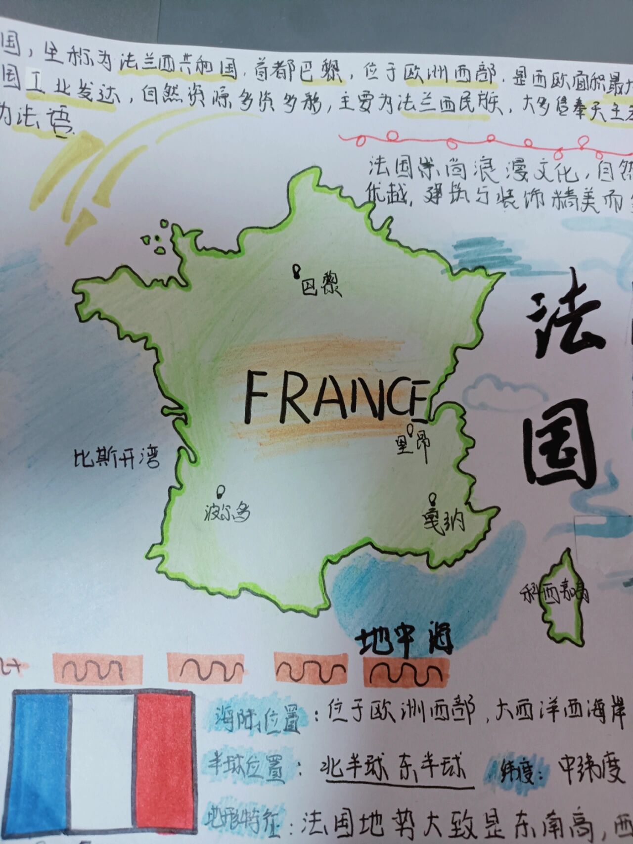 "法国9193"地理手抄报 98@黄色的沙漠的动态