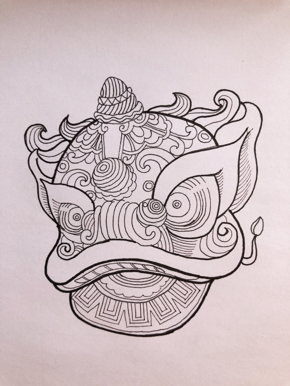 最近看到一幅很好看的衍纸作品,把它画下来 国风·黑白装饰画·简笔画