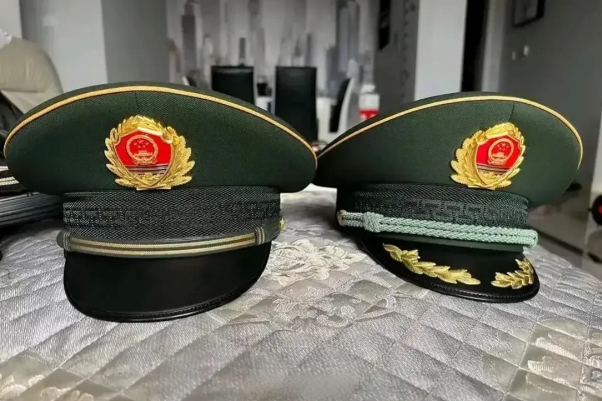 武警新式帽徽.士兵大盖帽与军官大盖帽