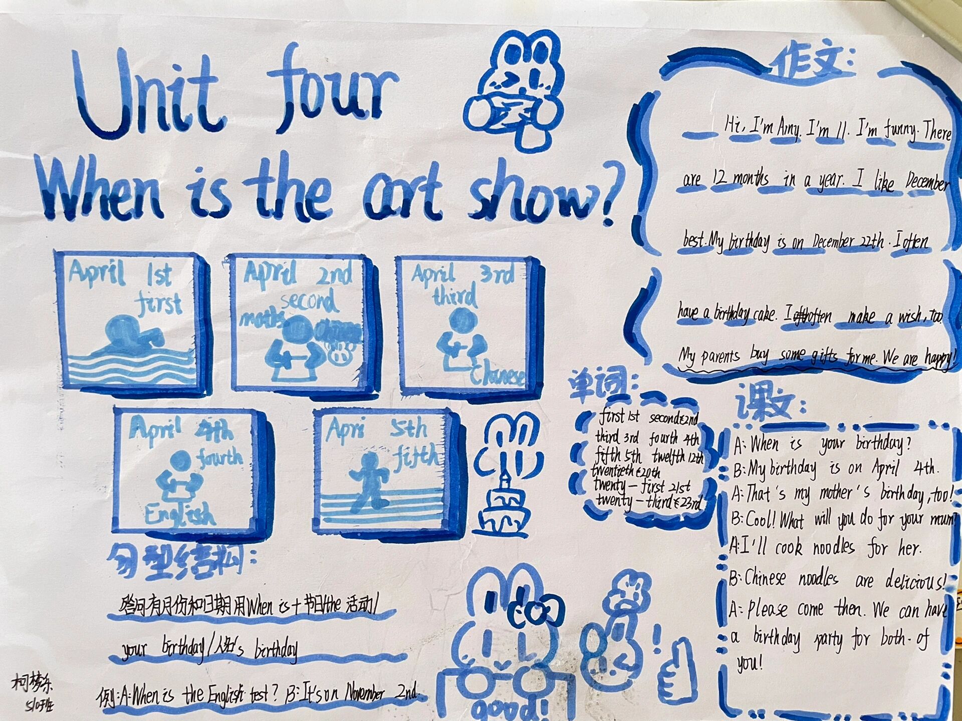 五下四单元思维导图when is the art show    分享趣味作业