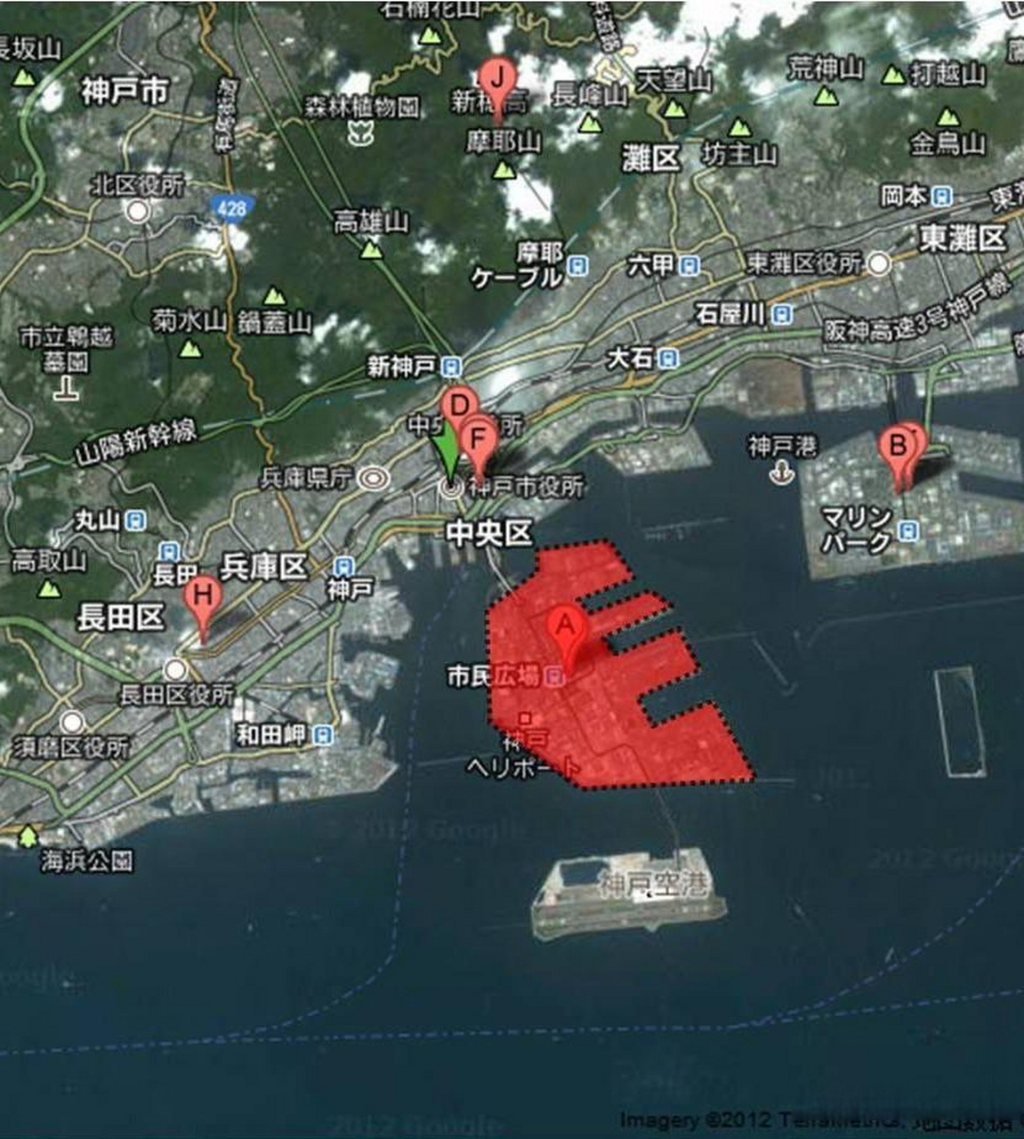 神户人工岛位于日本兵库县神户市南约三公里的海面上,呈长方形,东西宽