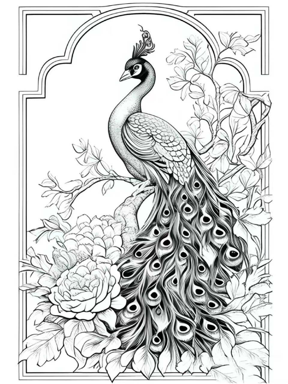 线描《孔雀》 吉祥,幸福,高洁华贵. 聪明,善良,自由,和平. 长寿之意.