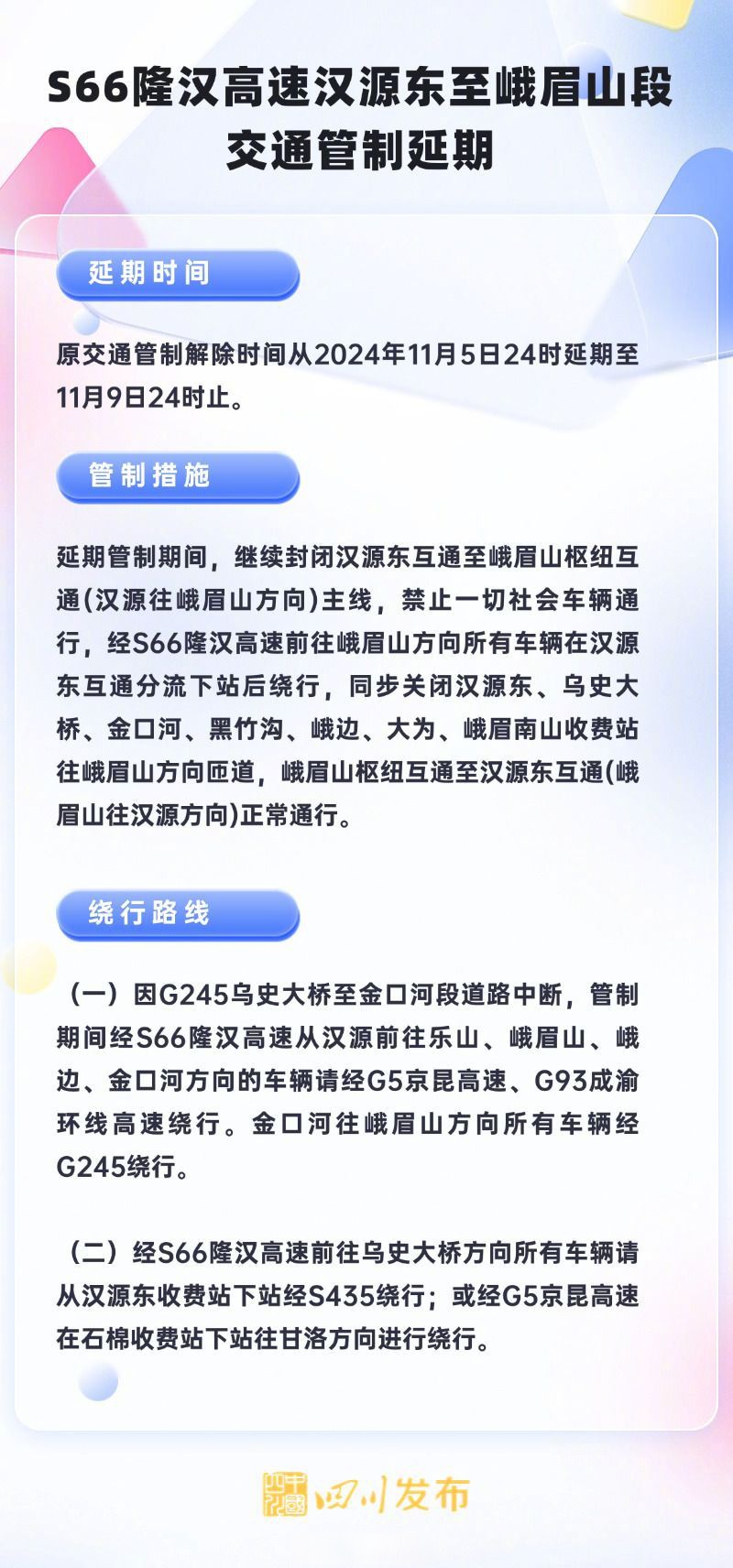 四川省交通运输厅"官微消息,s66隆汉高速k305 285
