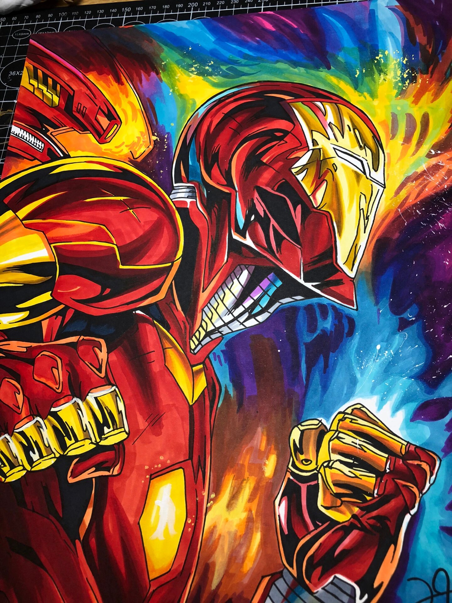 漫威钢铁侠手绘作品展示 尺寸:29.5×39.5 可约画可定制