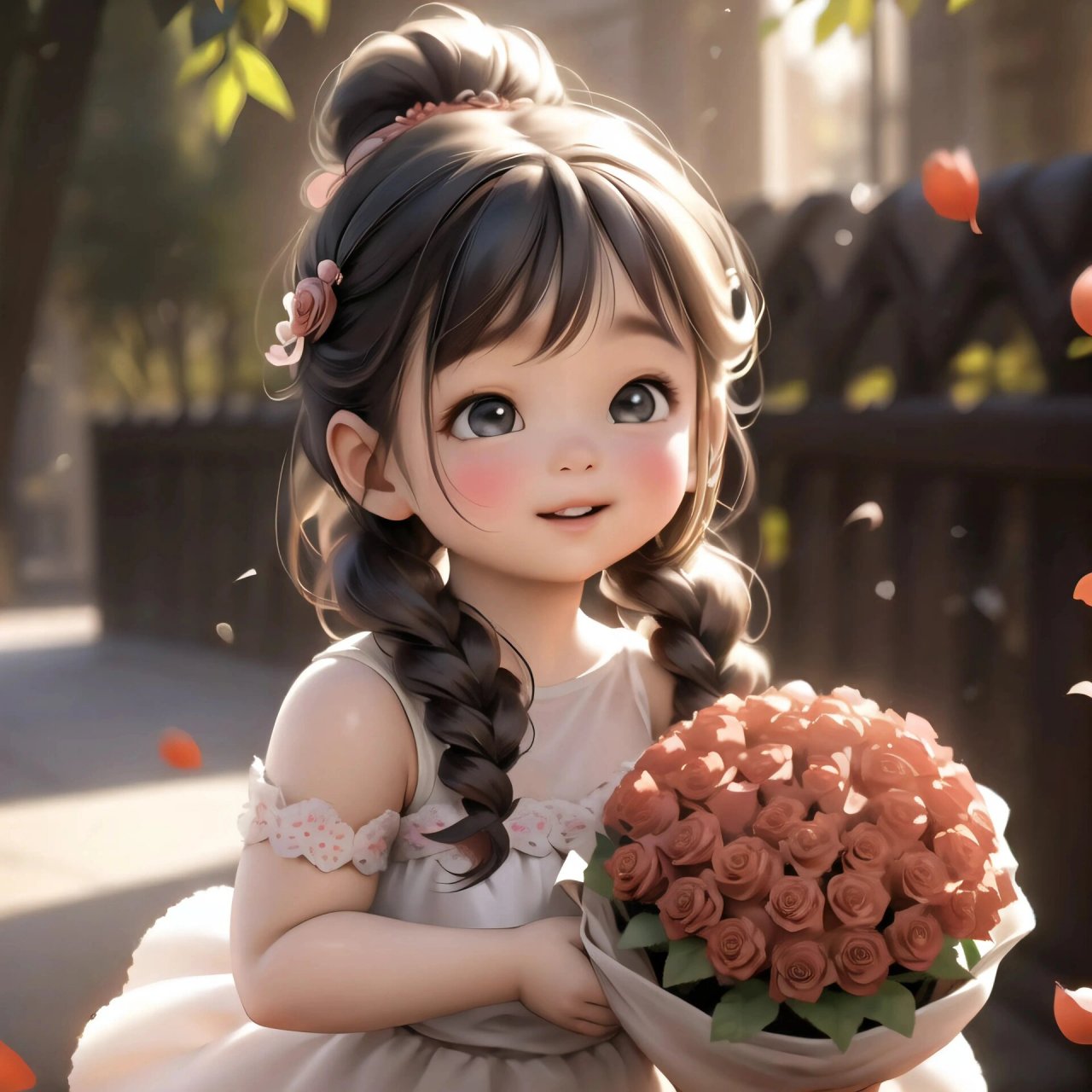 治愈系小女孩09|卡哇伊捧花小女孩头像 送你花花98