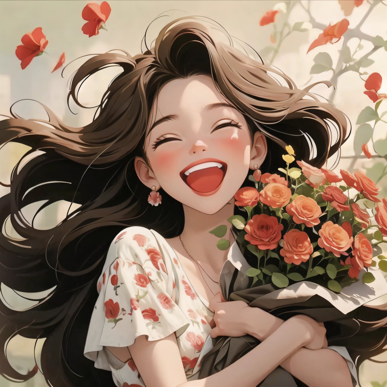 女生头像 抱花系列之玫瑰花(情侣版) 可自行组合哦