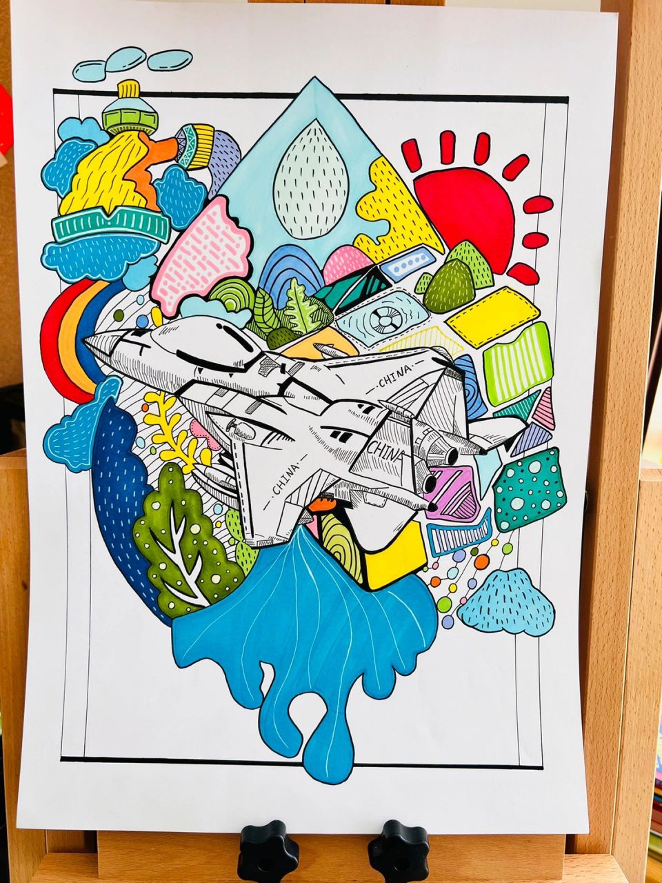 飞机7615创意儿童画|步骤图 关于飞机的畅想,真的是停不下来