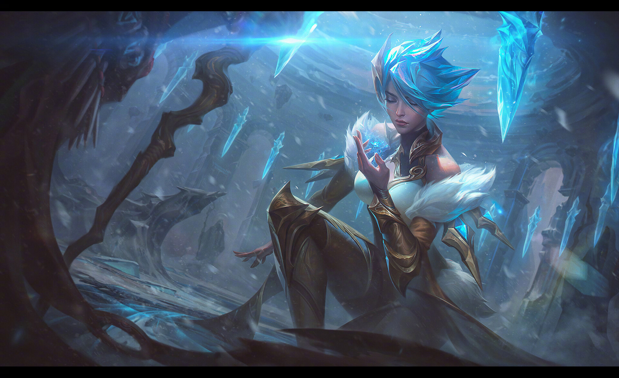 英雄联盟12周年#【冰霜之刃 艾瑞莉娅 炫金 原画细节】来自pandart