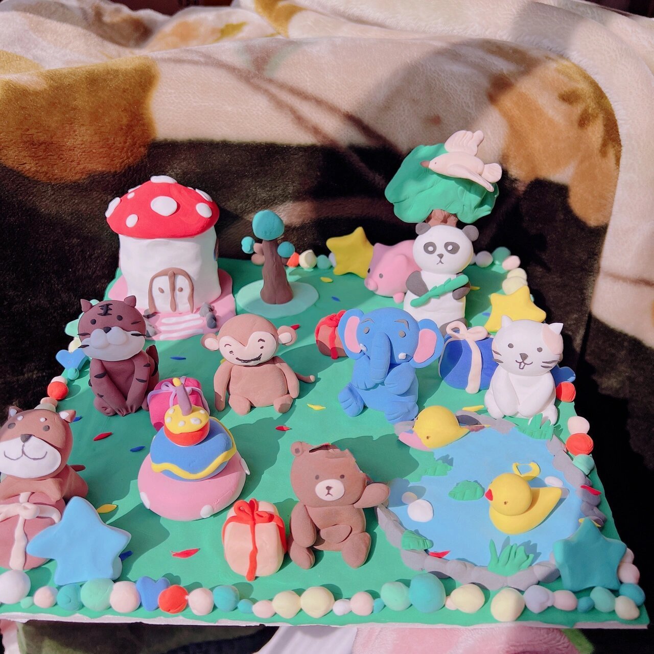 动物园小动物粘土黏土彩泥手工手作场景 尺寸:30×30cm