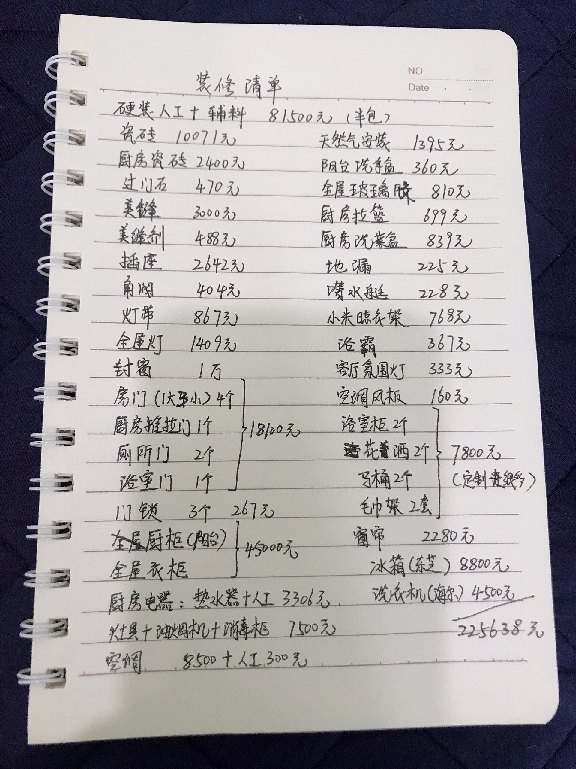 我家的装修清单