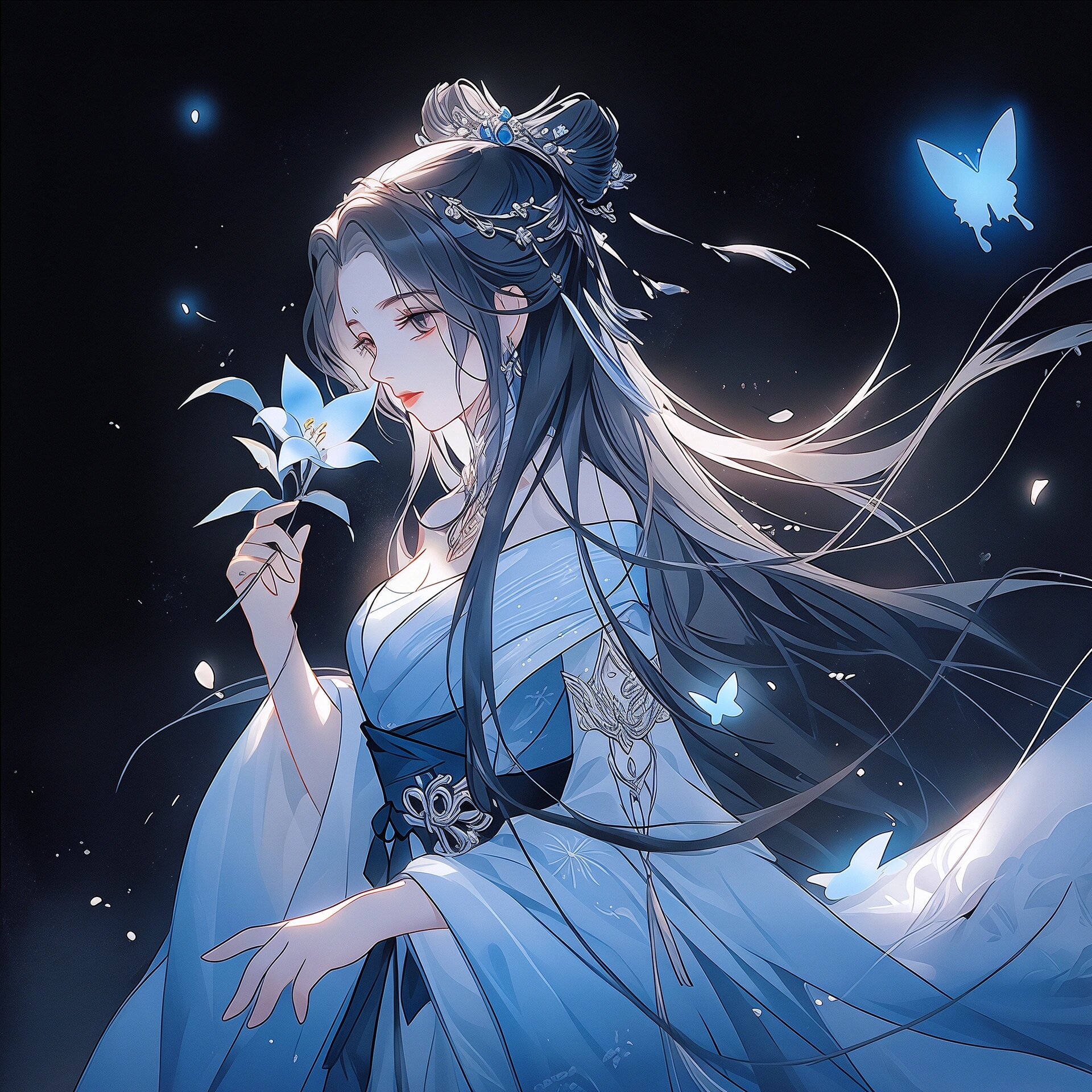 蓝色系古风女生头像,真的太好看了吧!