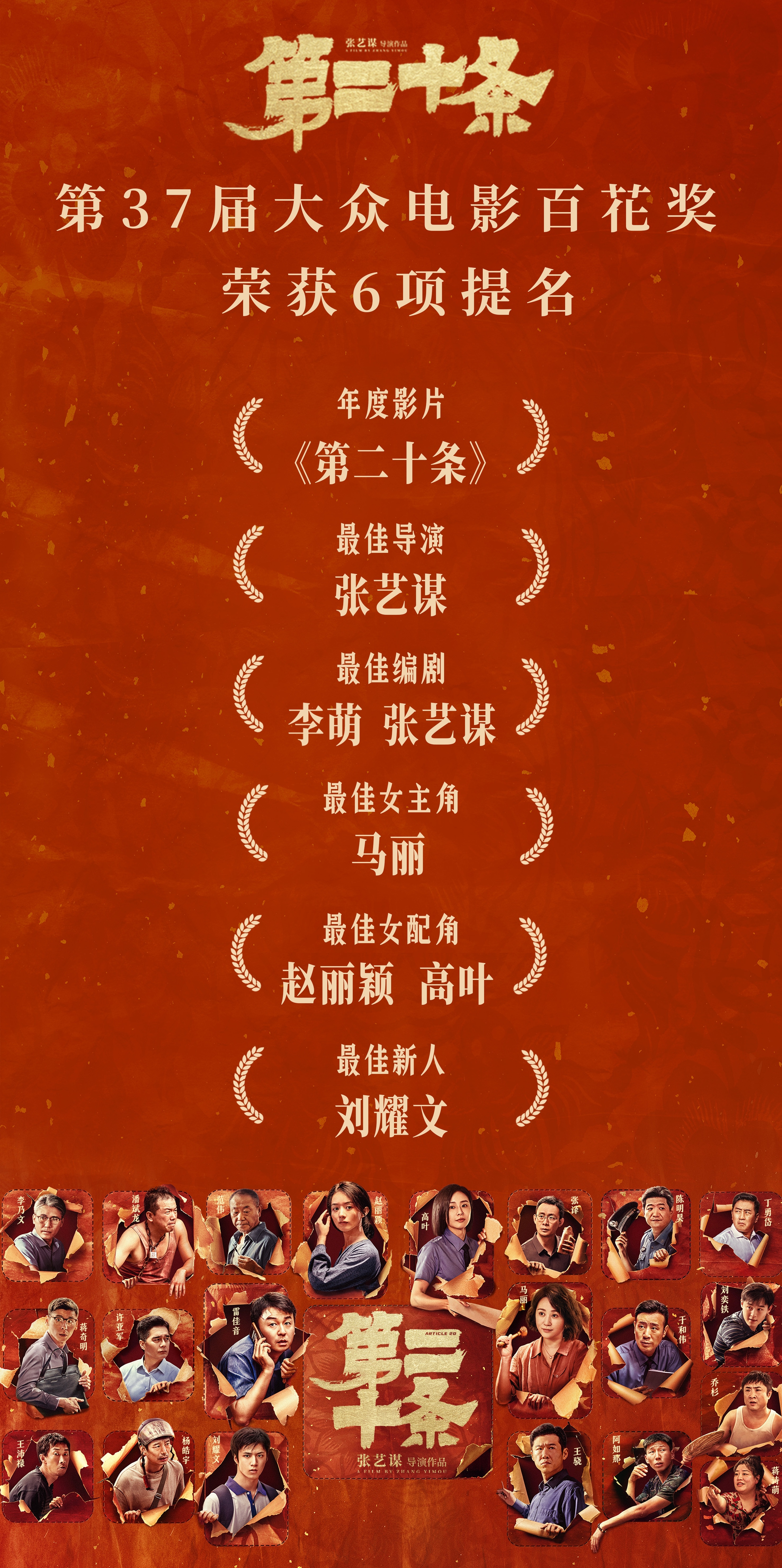 37届#大众电影百花奖# 6项提名,感谢每位观众的支持,创作路上继续前行