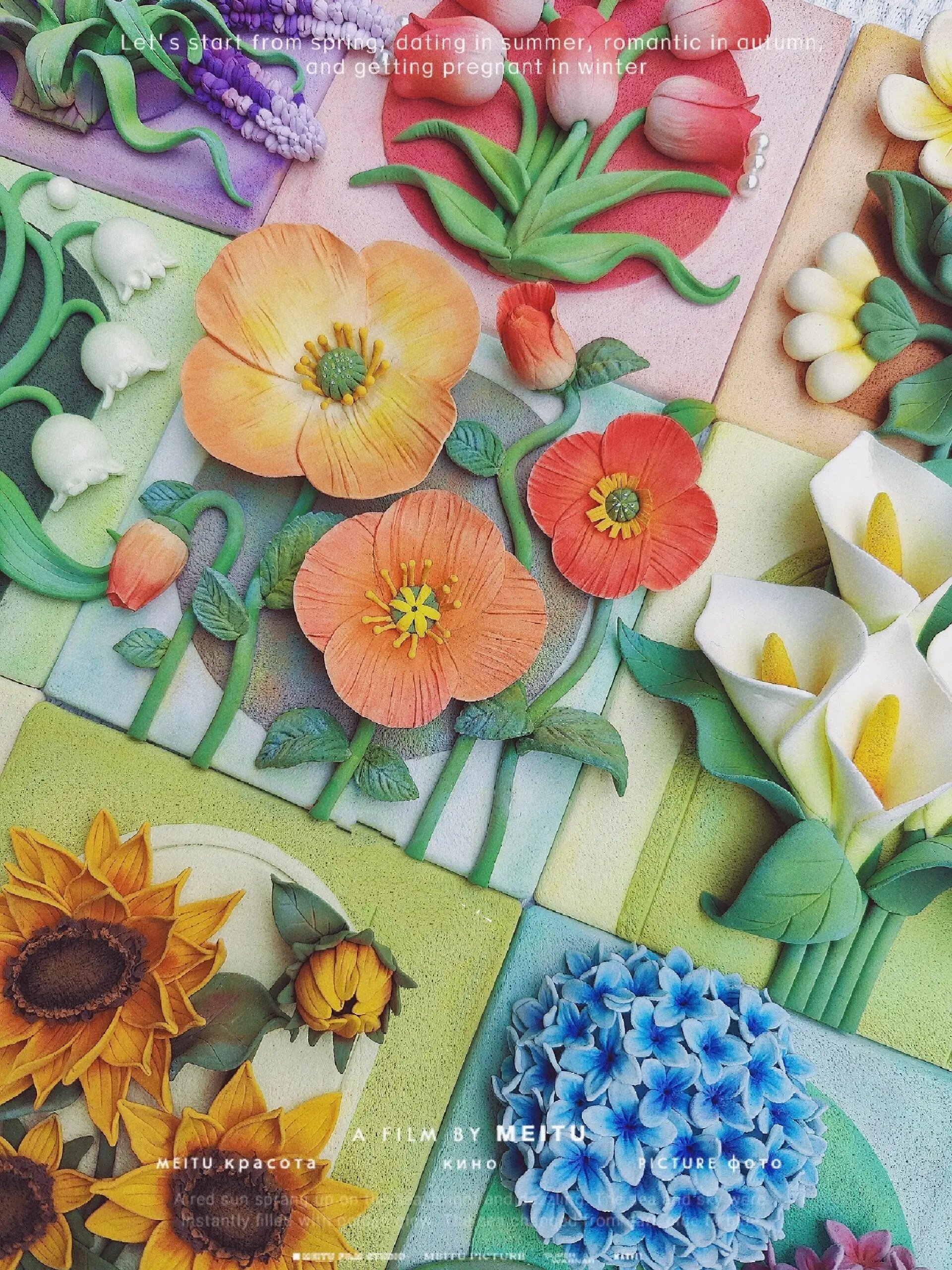 超轻粘土 / 粘土花装饰画九宫格开喽!