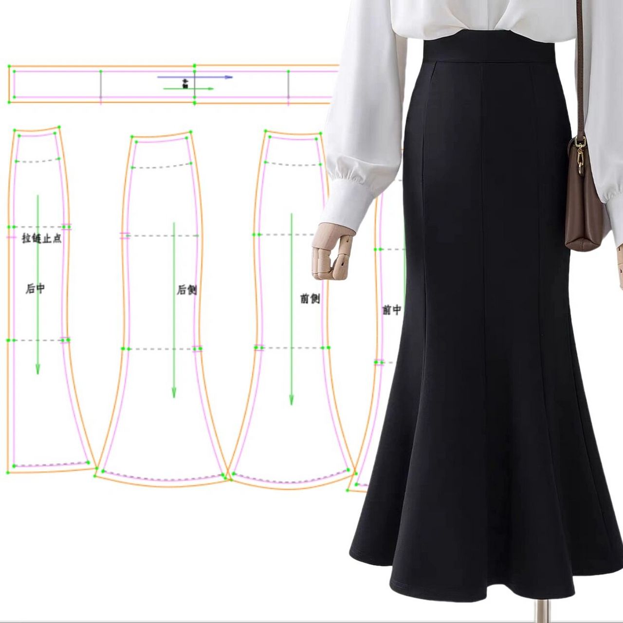 八片鱼尾裙制版| 制图裁剪图