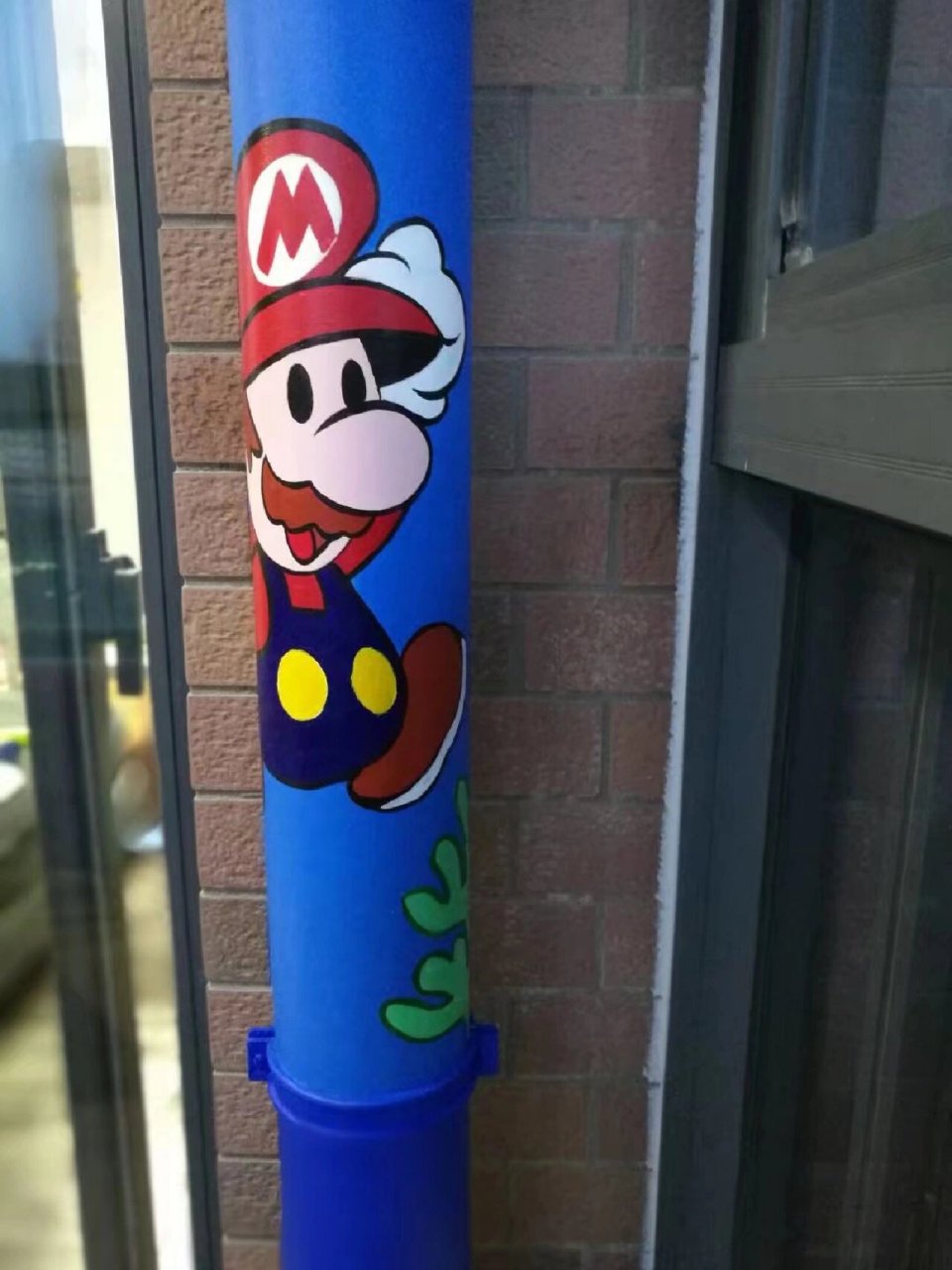 丙烯画|水管工马里奥 受家附近同学之邀,帮忙给家里阳台的水管设计