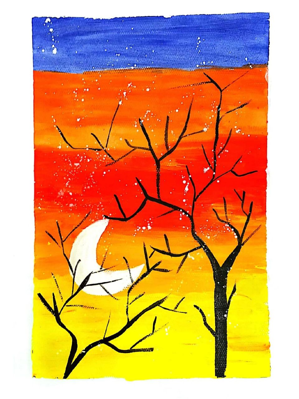 《星空水粉画合集》-教案 打卡76张画 《星空》儿童创意画水粉画星空