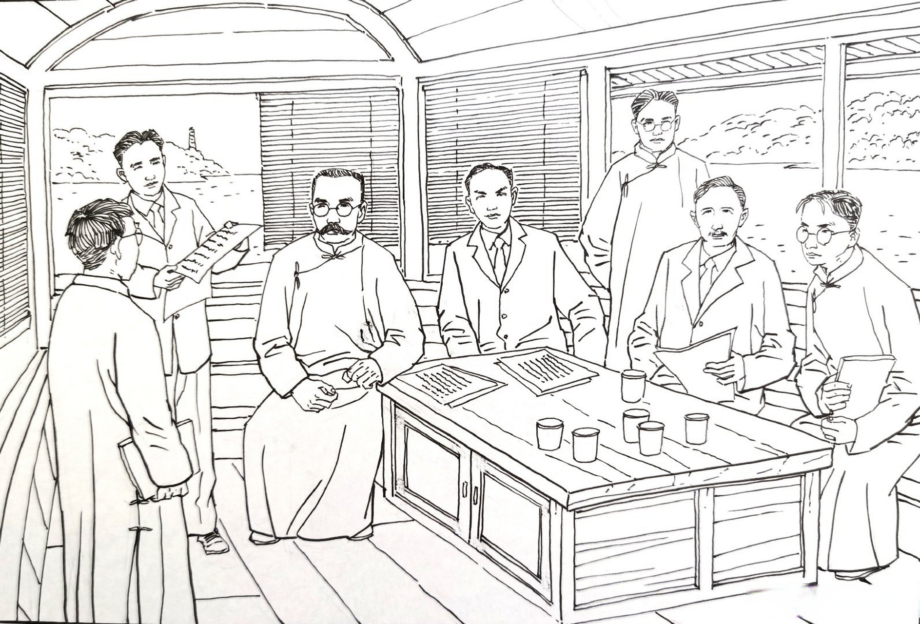 李大钊连环画#【李大钊出席西湖会议】1922年8月28日至30日,"西湖