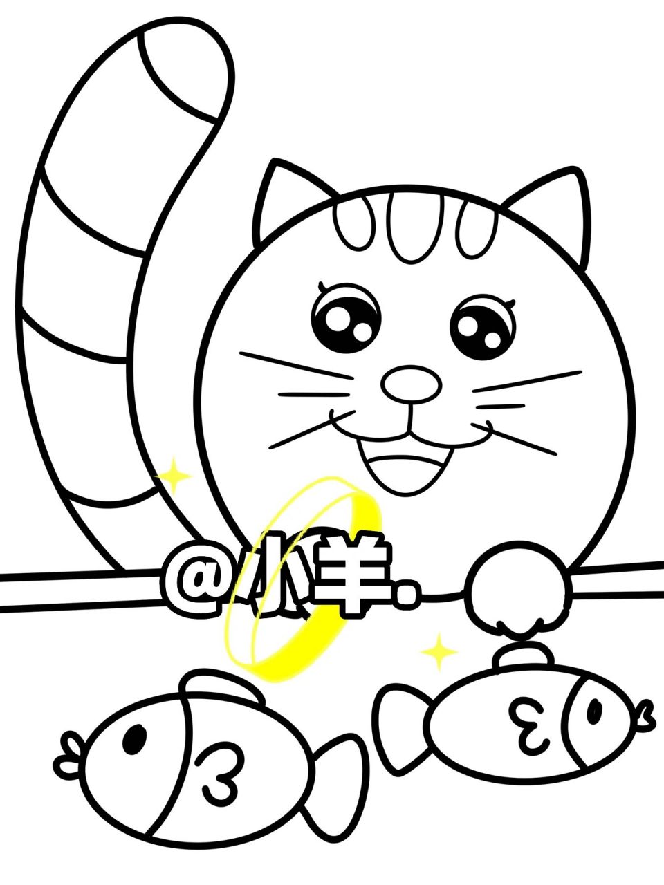 爱吃鱼的小馋猫92儿童创意画 简笔画 #创意美术儿童画# #儿童画